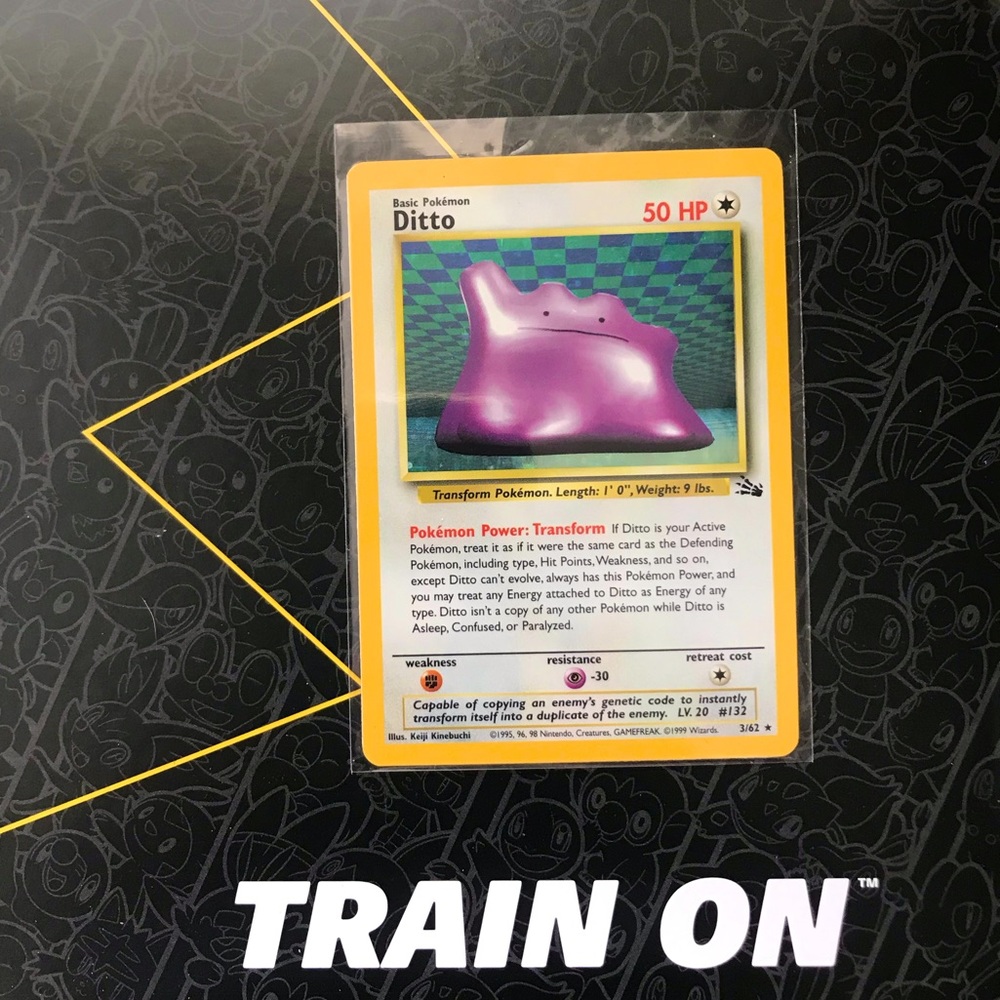 Ditto 3/62 Fossil Holo-Foil TCG Authentic Vintage Pokemon Card